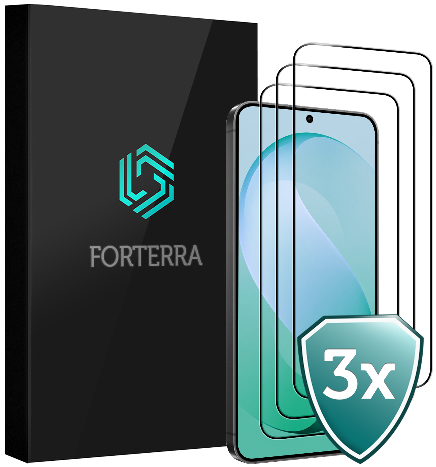 Forterra Forterra Samsung Galaxy S26 FE Screenprotector Glas Full Cover - 3 PACK