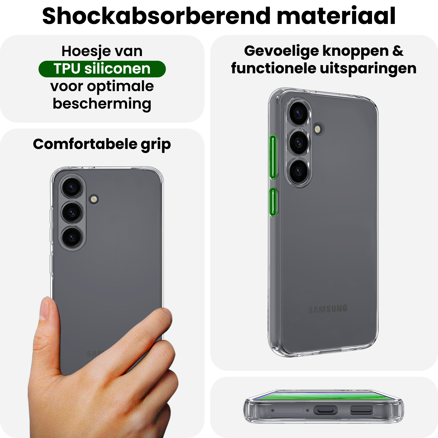 BASEY. BASEY. Samsung Galaxy S26 FE Hoesje Siliconen Met Screenprotector - Transparant