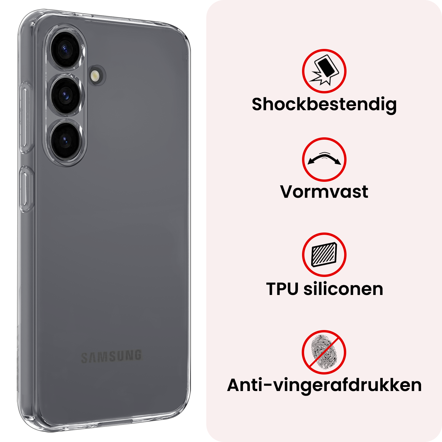 NoXx NoXx Samsung Galaxy S26 FE Hoesje Siliconen Met Screenprotector - Transparant
