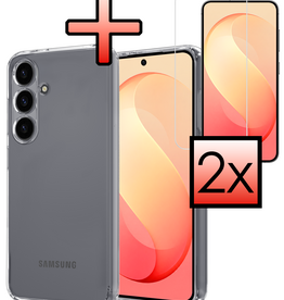 NoXx NoXx Samsung Galaxy S26 FE Hoesje Siliconen Met 2x Screenprotector - Transparant