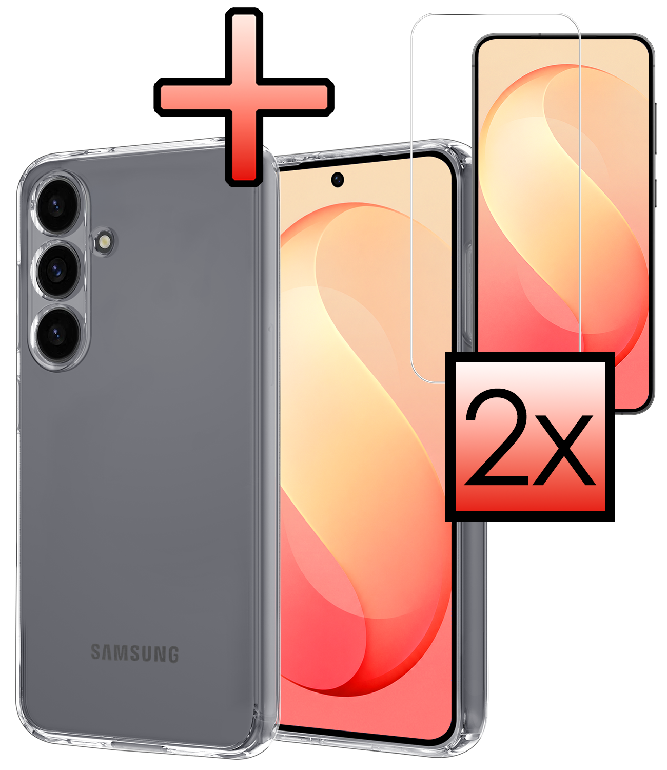 NoXx NoXx Samsung Galaxy S26 FE Hoesje Siliconen Met 2x Screenprotector - Transparant