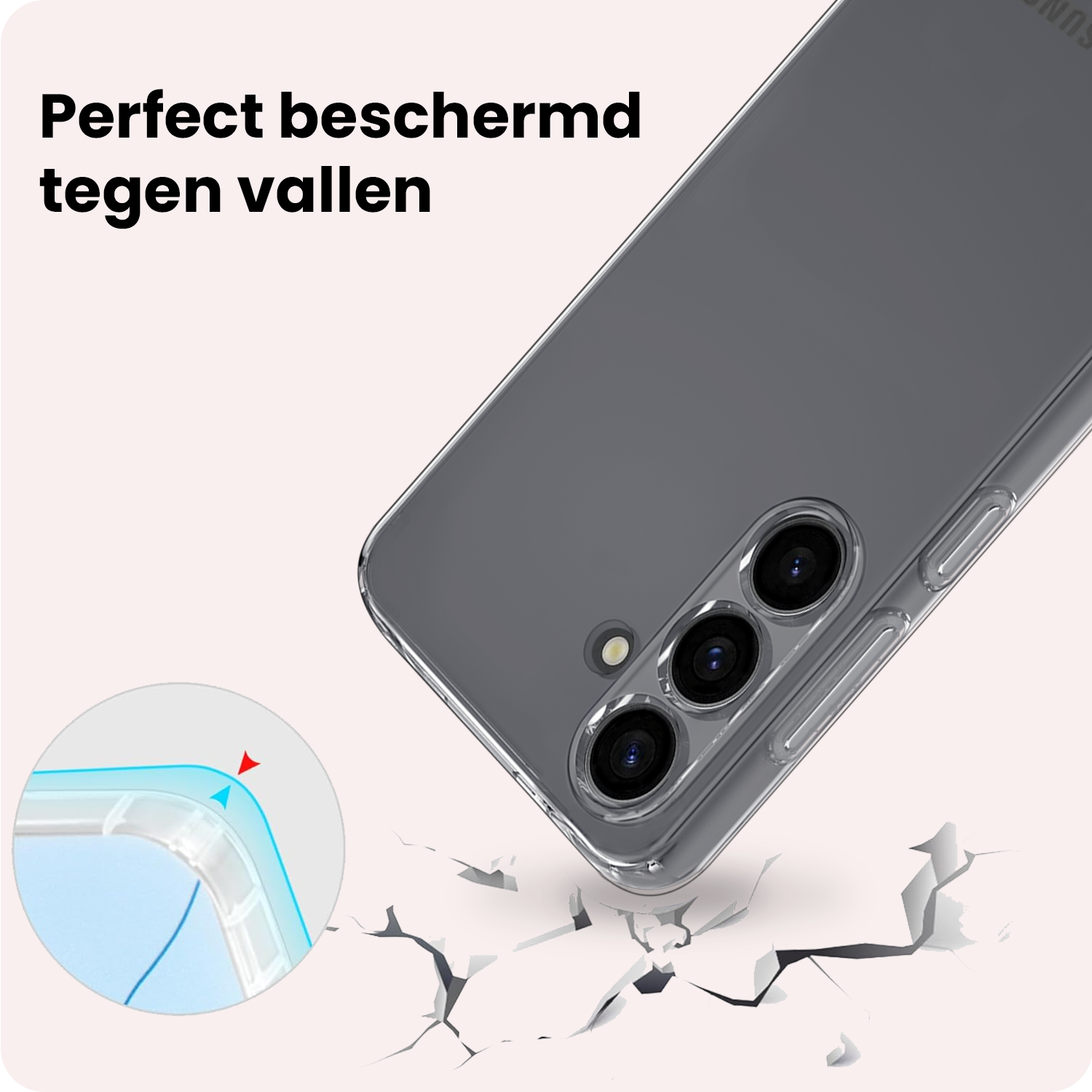 NoXx NoXx Samsung Galaxy S26 FE Hoesje Siliconen Met 2x Screenprotector - Transparant