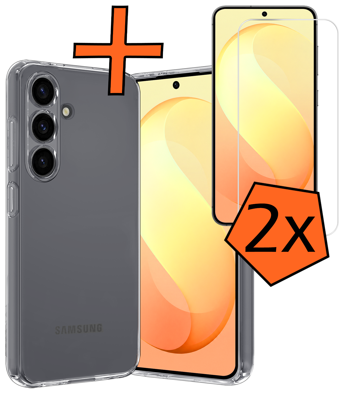Nomfy Nomfy Samsung Galaxy S26 FE Hoesje Siliconen Met 2x Screenprotector - Transparant