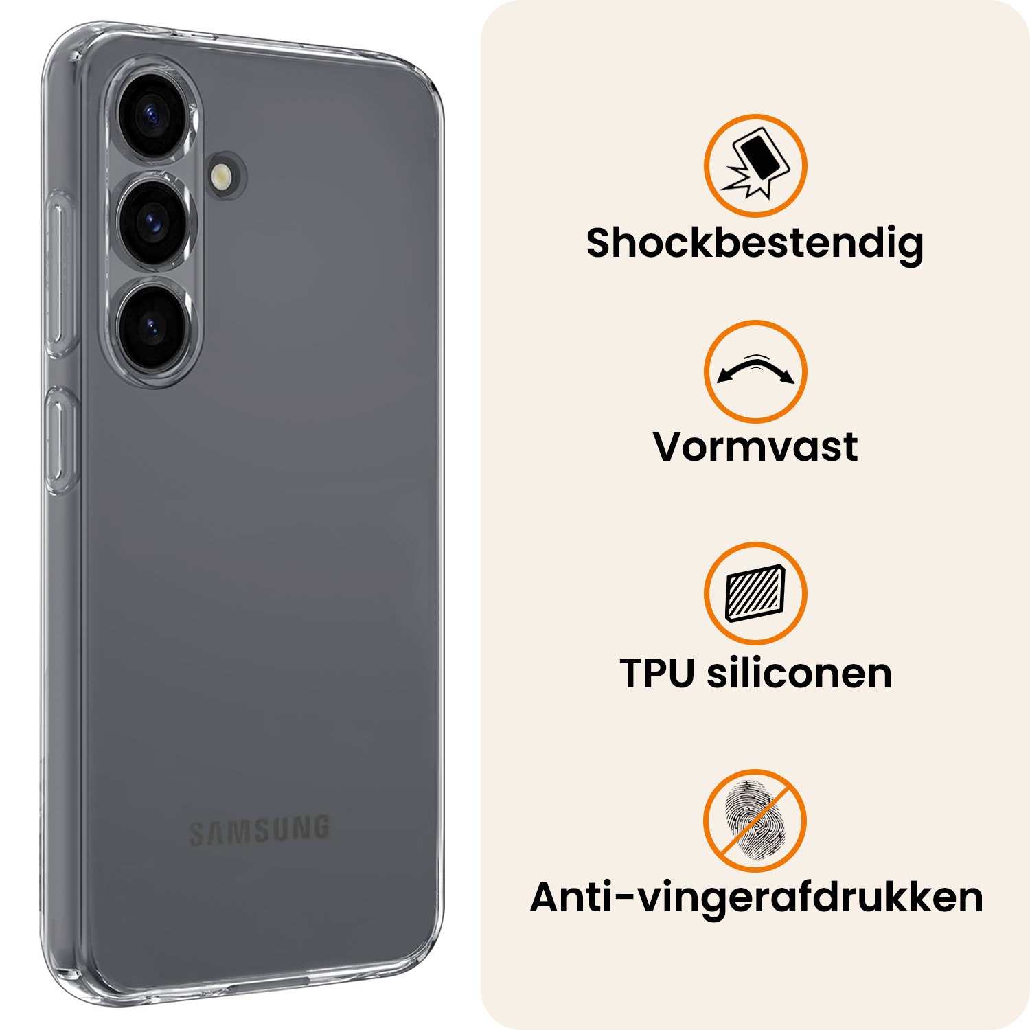 Nomfy Nomfy Samsung Galaxy S26 FE Hoesje Siliconen Met 2x Screenprotector - Transparant