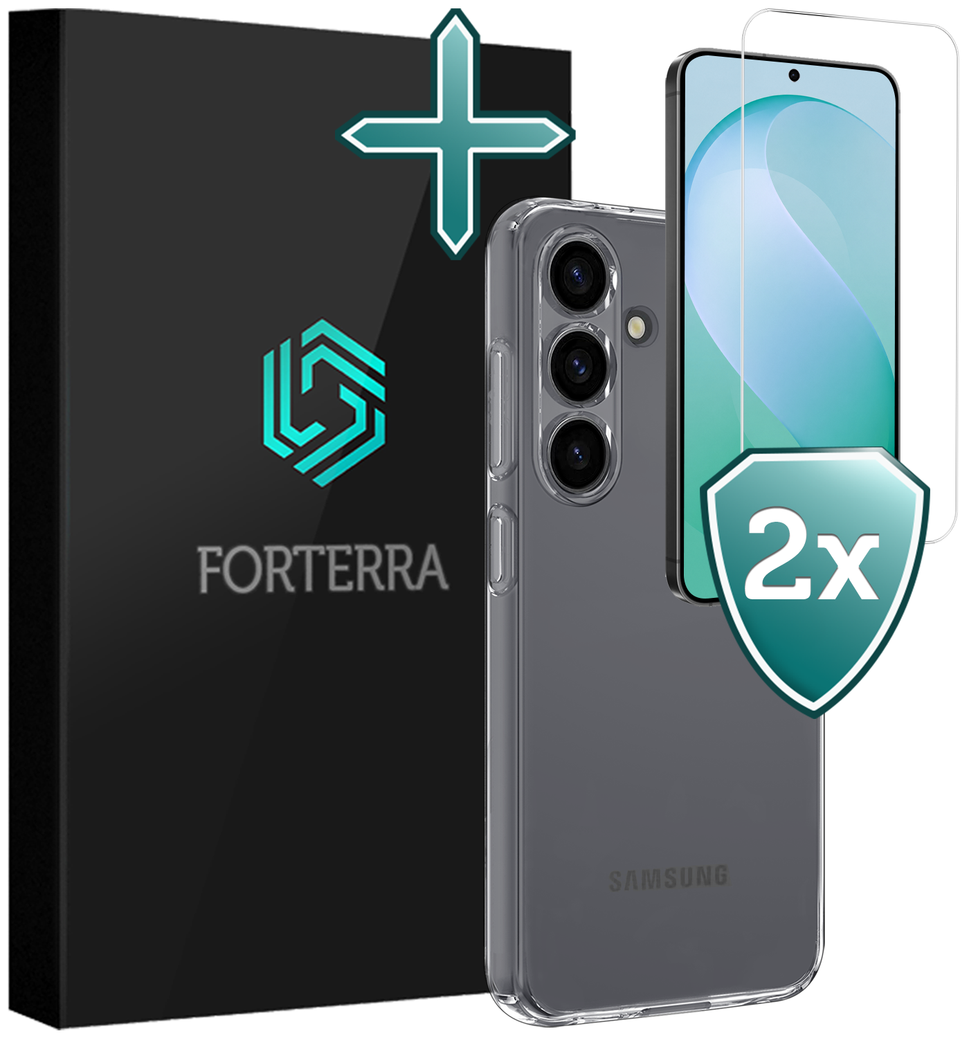 Forterra Forterra Samsung Galaxy S26 FE Hoesje Siliconen Met 2x Screenprotector - Transparant