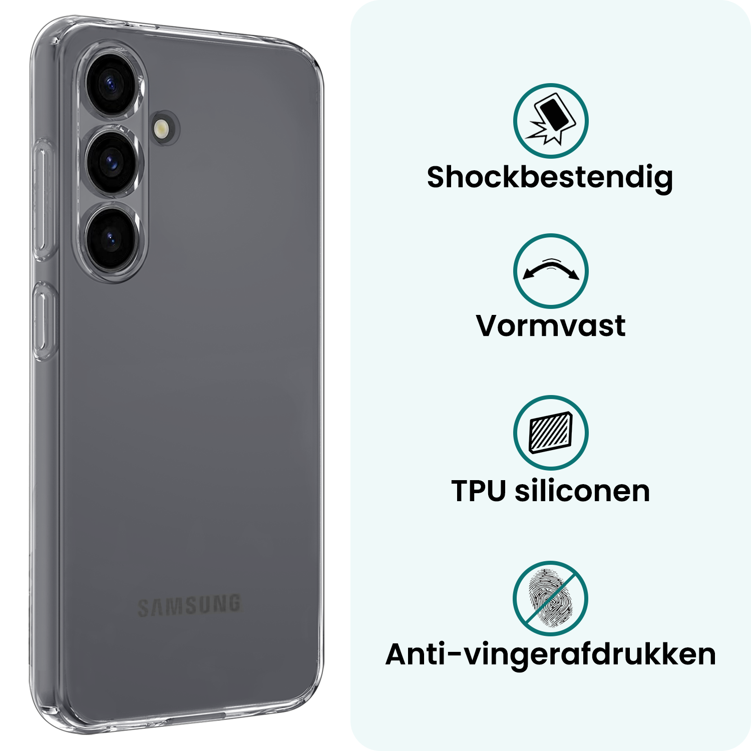 Forterra Forterra Samsung Galaxy S26 FE Hoesje Siliconen Met 2x Screenprotector - Transparant