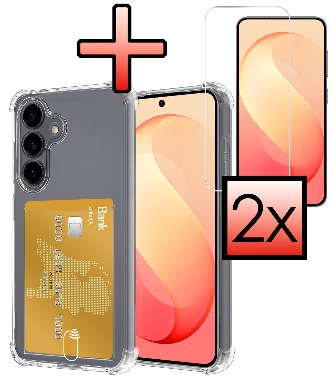 NoXx NoXx Samsung Galaxy S26 FE Hoesje Pashouder Met 2x Screenprotector