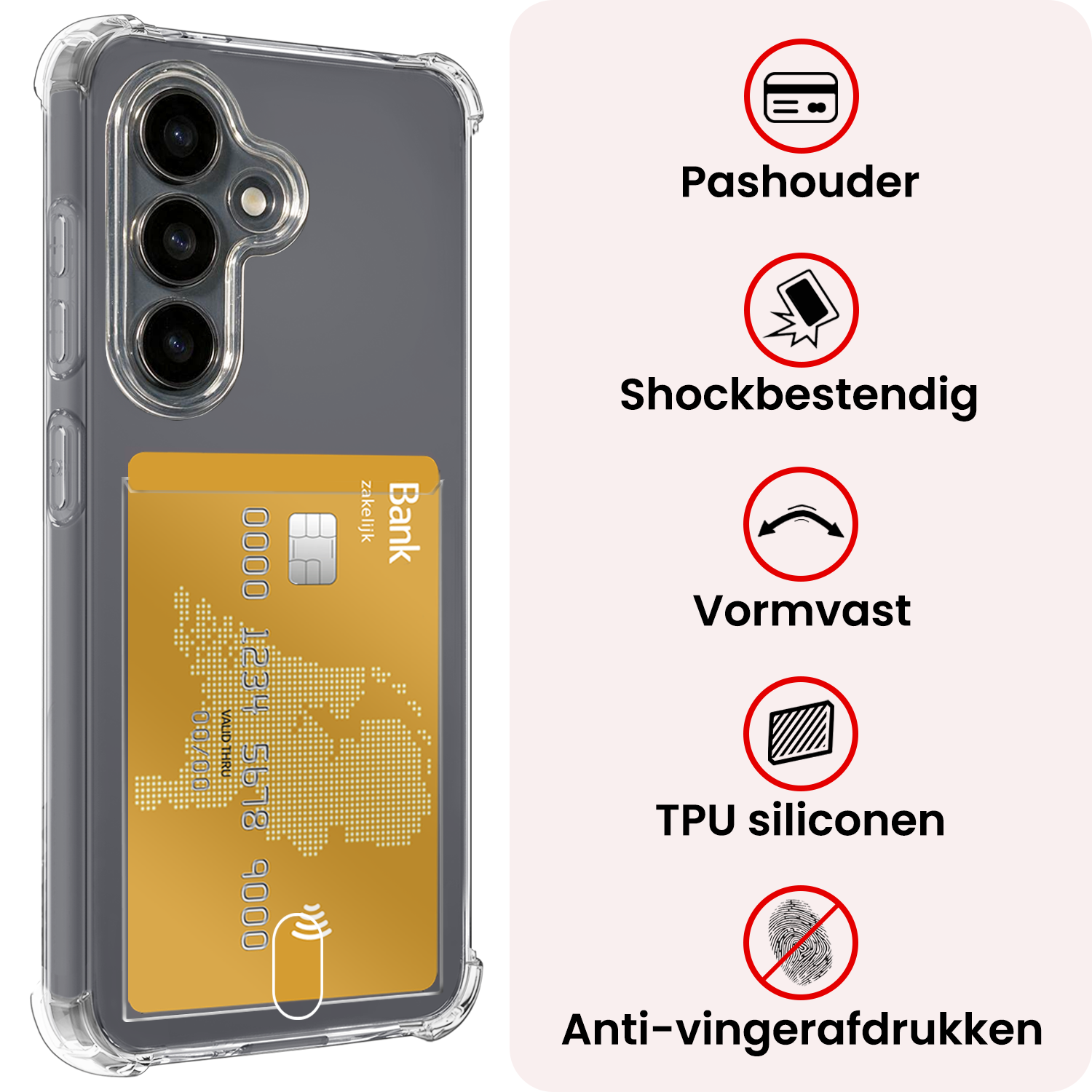 NoXx NoXx Samsung Galaxy S26 FE Hoesje Pashouder Met 2x Screenprotector