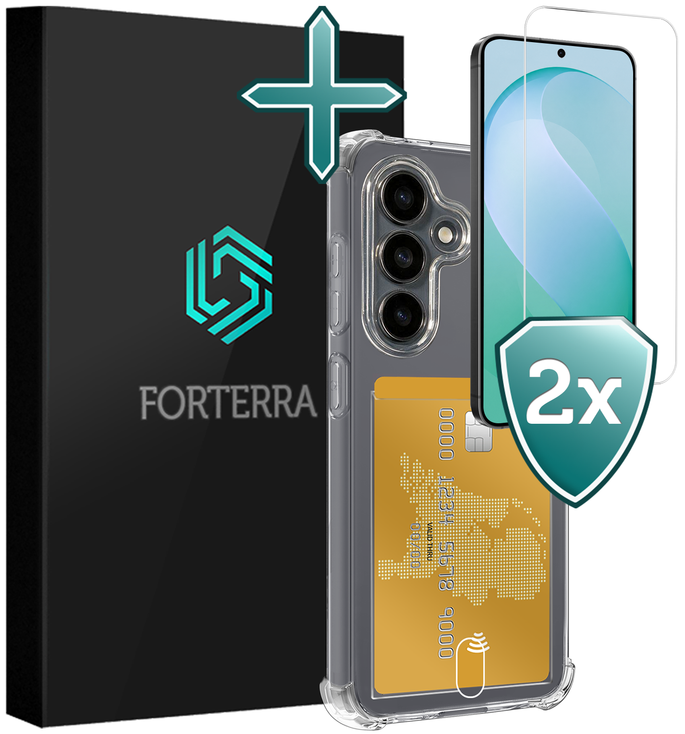 Forterra Forterra Samsung Galaxy S26 FE Hoesje Pashouder Met 2x Screenprotector