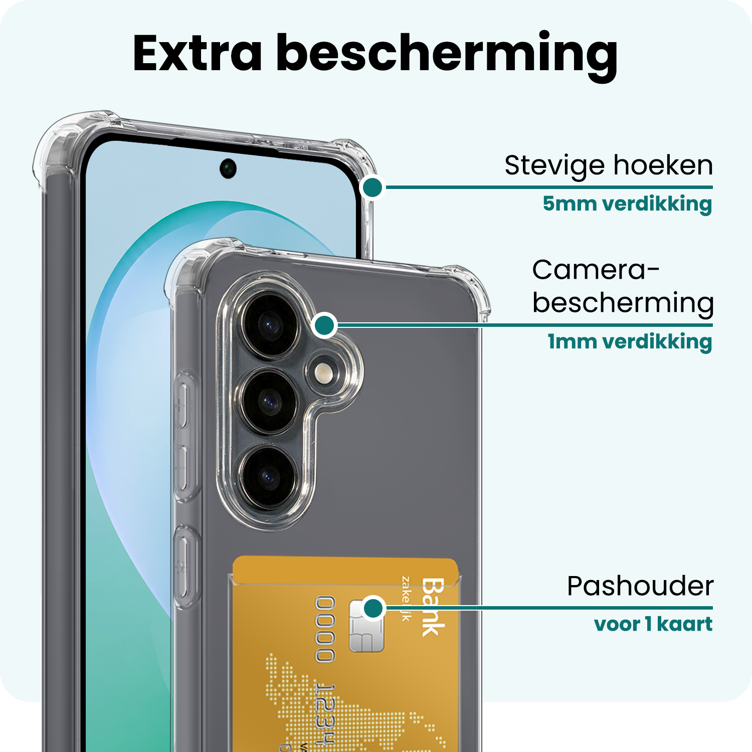 Forterra Forterra Samsung Galaxy S26 FE Hoesje Pashouder Met 2x Screenprotector