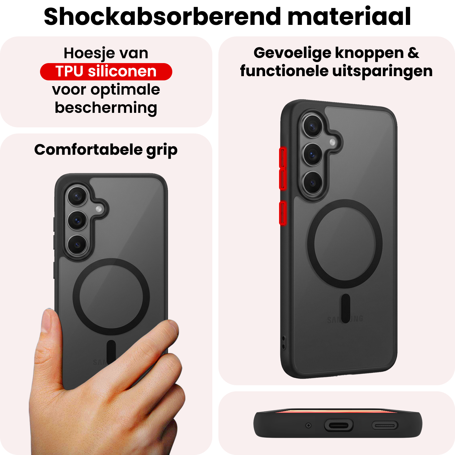 NoXx NoXx Samsung Galaxy S26 FE Magsafe Hoesje Zwart Met Screenprotector
