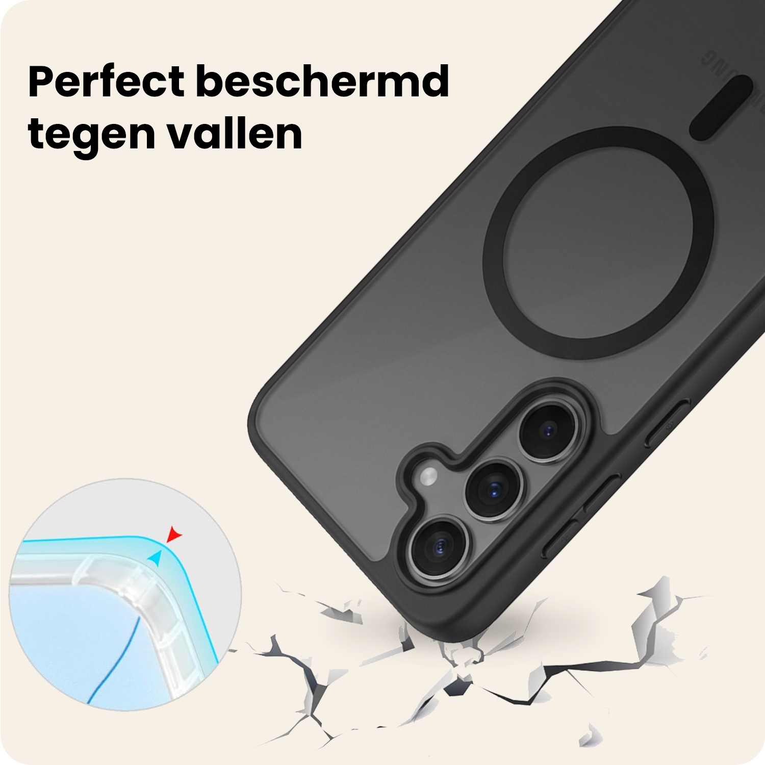 Nomfy Nomfy Samsung Galaxy S26 FE Magsafe Hoesje Zwart Met 2x Screenprotector
