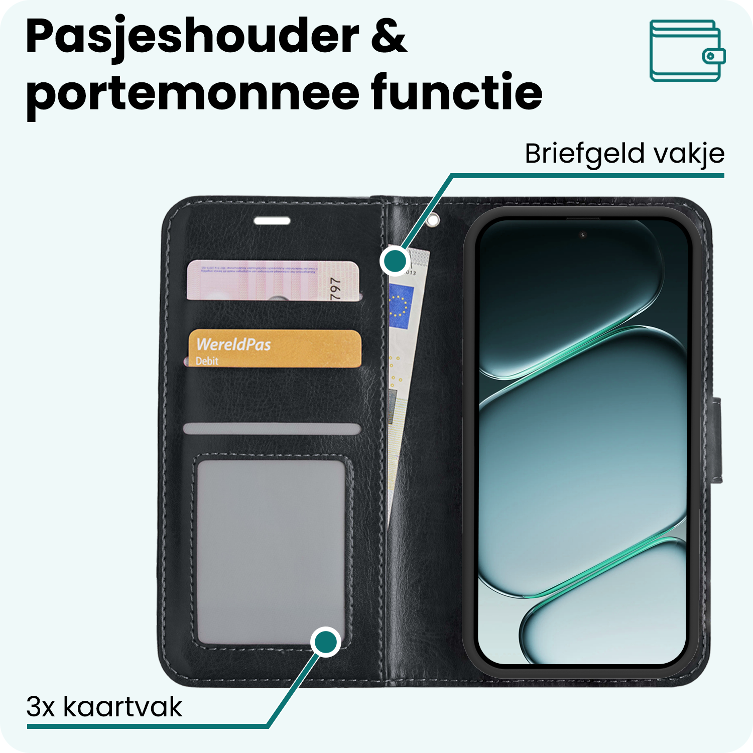 Forterra Forterra OnePlus Nord CE6 Hoesje Bookcase - Zwart