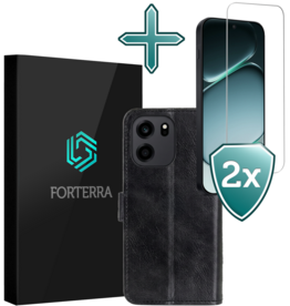 Forterra Forterra OnePlus Nord CE6 Hoesje Bookcase Met 2x Screenprotector - Zwart