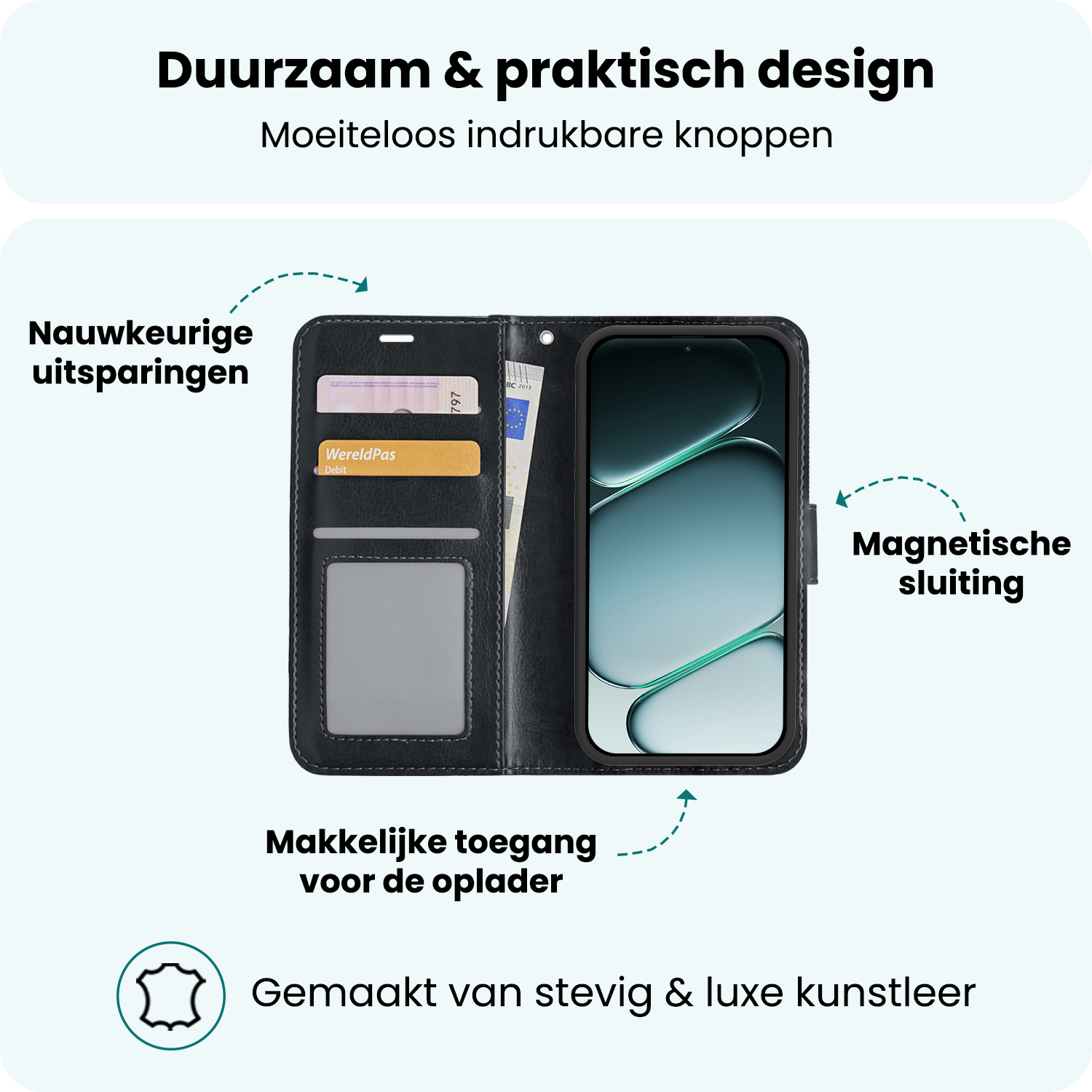 Forterra Forterra OnePlus Nord CE6 Hoesje Bookcase Met 2x Screenprotector - Zwart