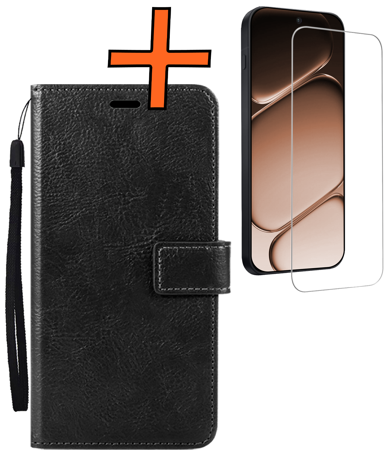 Nomfy Nomfy OnePlus Nord CE6 Hoesje Bookcase Met Screenprotector - Zwart