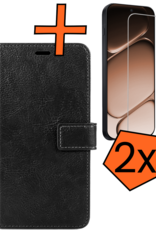 Nomfy Nomfy OnePlus Nord CE6 Hoesje Bookcase Met 2x Screenprotector - Zwart
