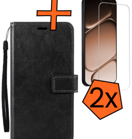 Nomfy Nomfy OnePlus Nord CE6 Hoesje Bookcase Met 2x Screenprotector - Zwart