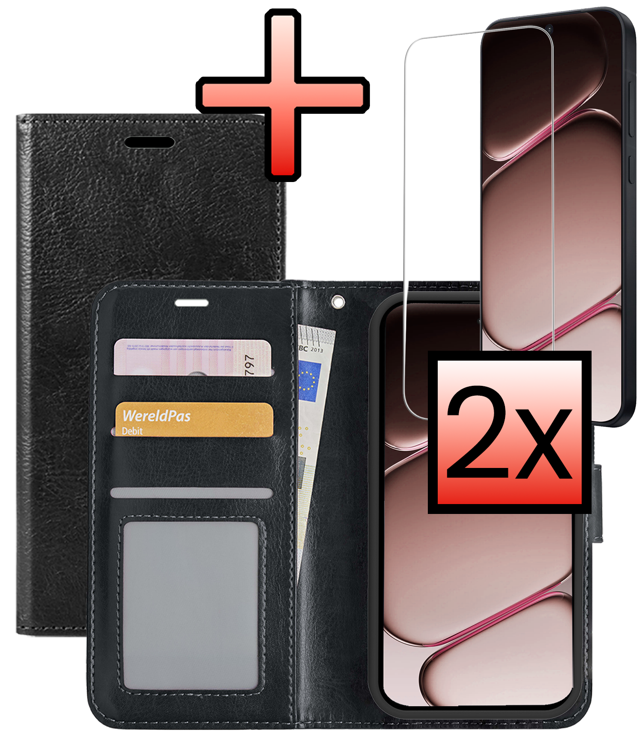 NoXx NoXx OnePlus Nord CE6 Hoesje Bookcase Met 2x Screenprotector - Zwart