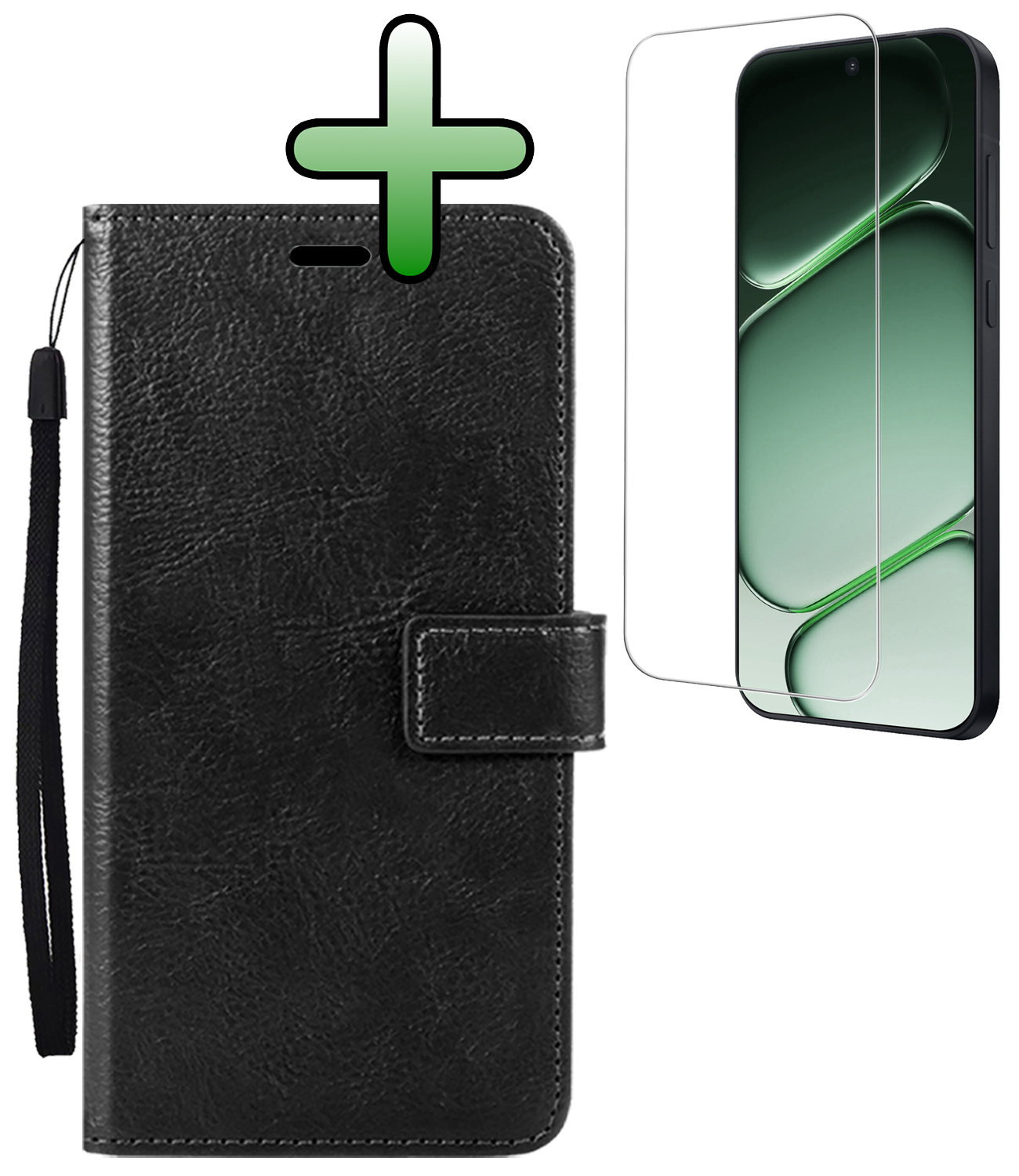 BASEY. BASEY. OnePlus Nord CE6 Hoesje Bookcase Met Screenprotector - Zwart