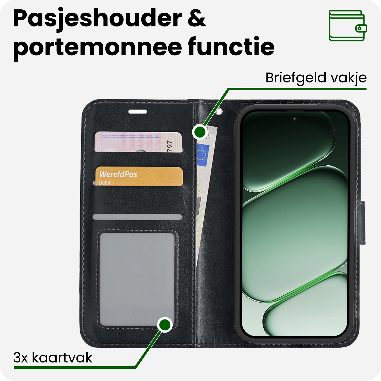 BASEY. BASEY. OnePlus Nord CE6 Hoesje Bookcase Met 2x Screenprotector - Zwart