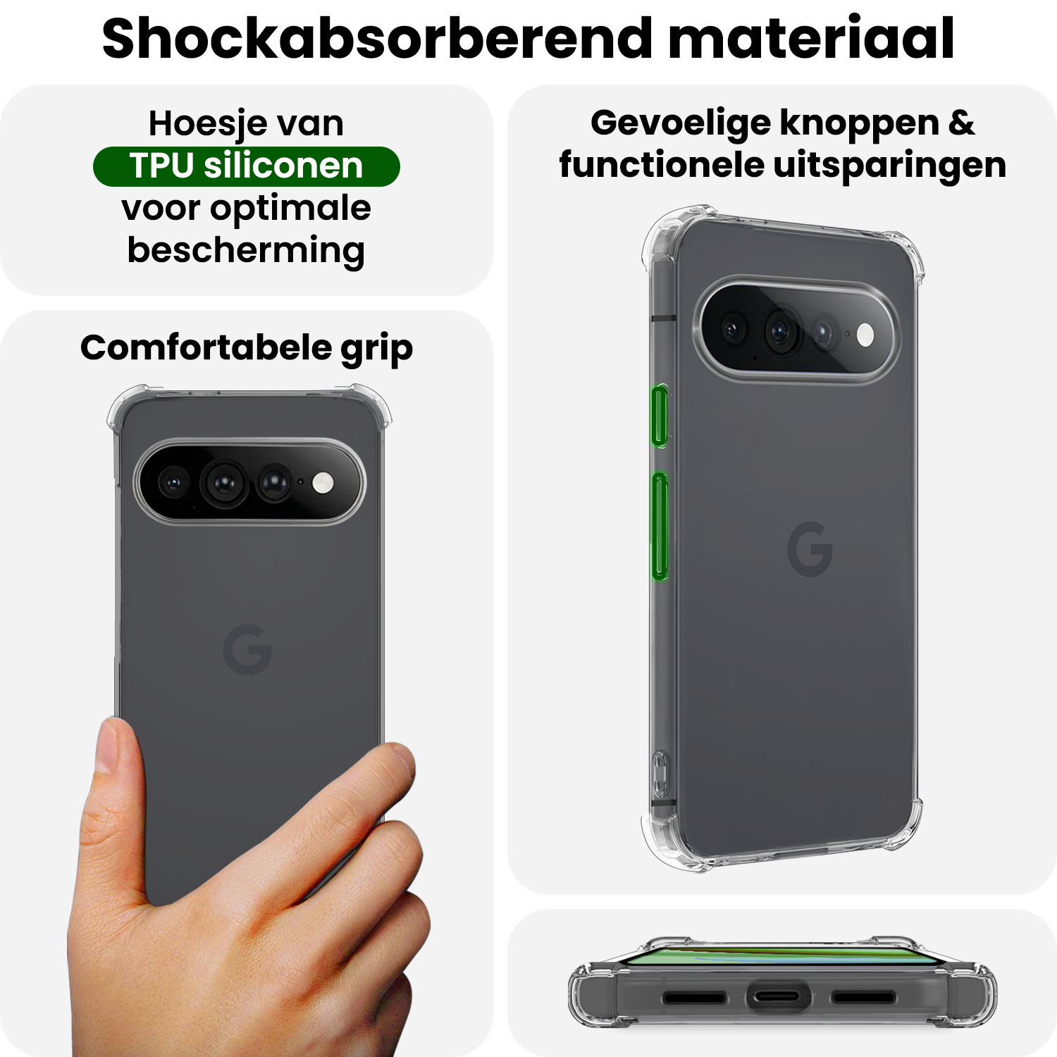 BASEY. BASEY. Google Pixel 11 Pro XL Hoesje Shockproof - Transparant - 2 PACK