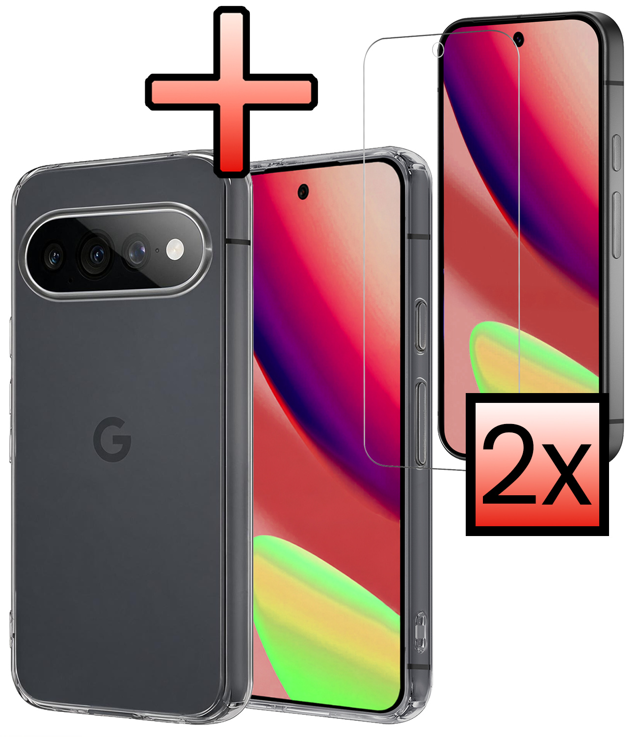 NoXx NoXx Google Pixel 11 Pro XL Hoesje Siliconen Met 2x Screenprotector - Transparant