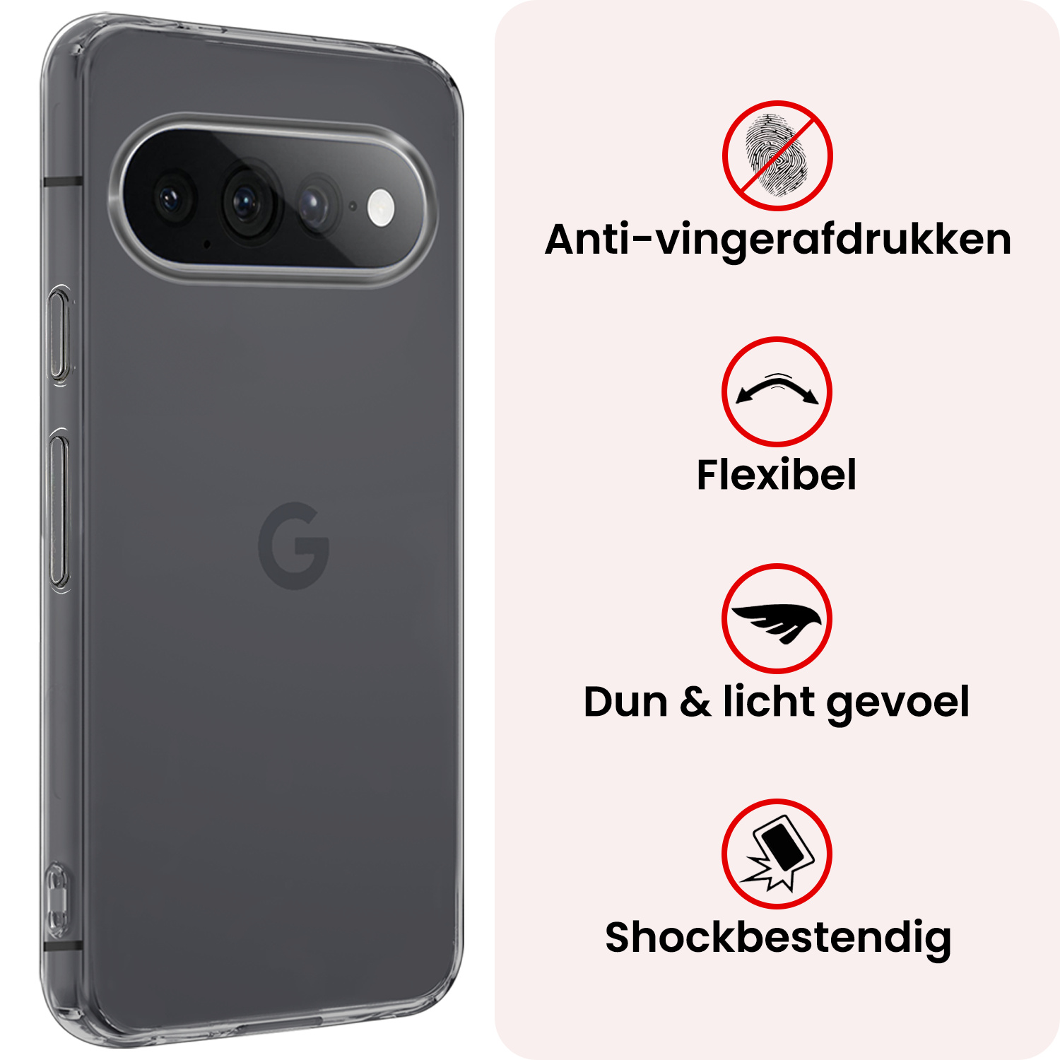 NoXx NoXx Google Pixel 11 Pro XL Hoesje Siliconen Met 2x Screenprotector - Transparant