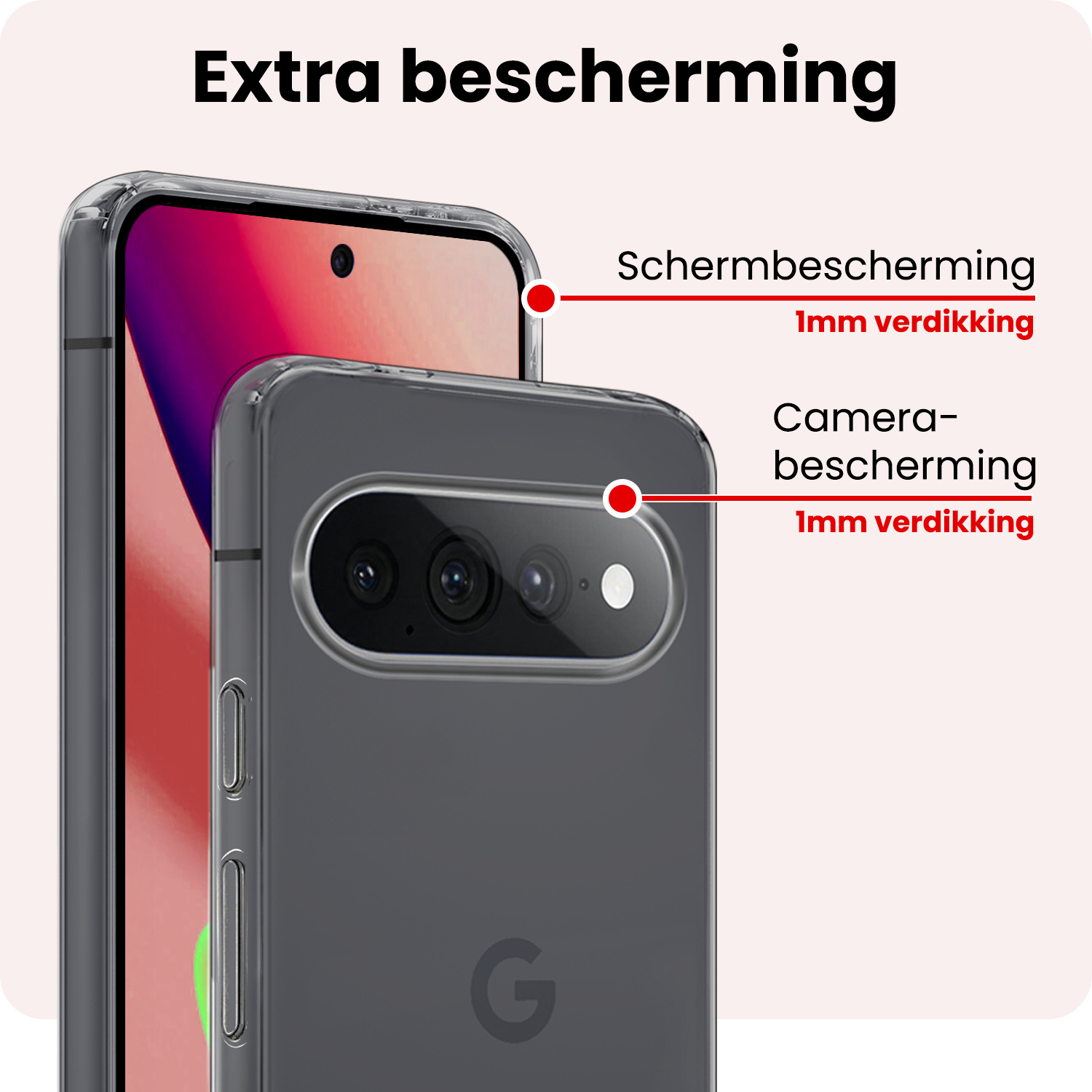 NoXx NoXx Google Pixel 11 Pro XL Hoesje Siliconen Met 2x Screenprotector - Transparant