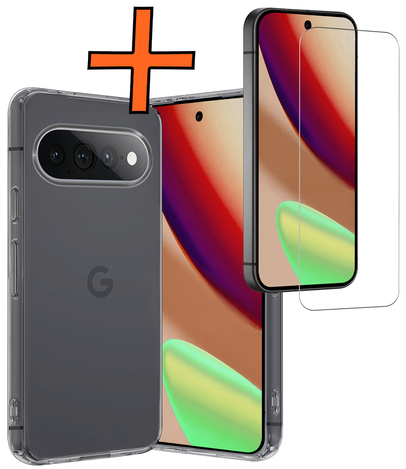 Nomfy Nomfy Google Pixel 11 Pro XL Hoesje Siliconen Met Screenprotector - Transparant