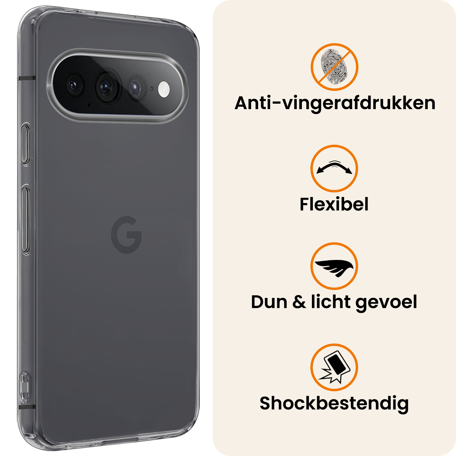 Nomfy Nomfy Google Pixel 11 Pro XL Hoesje Siliconen Met 2x Screenprotector - Transparant