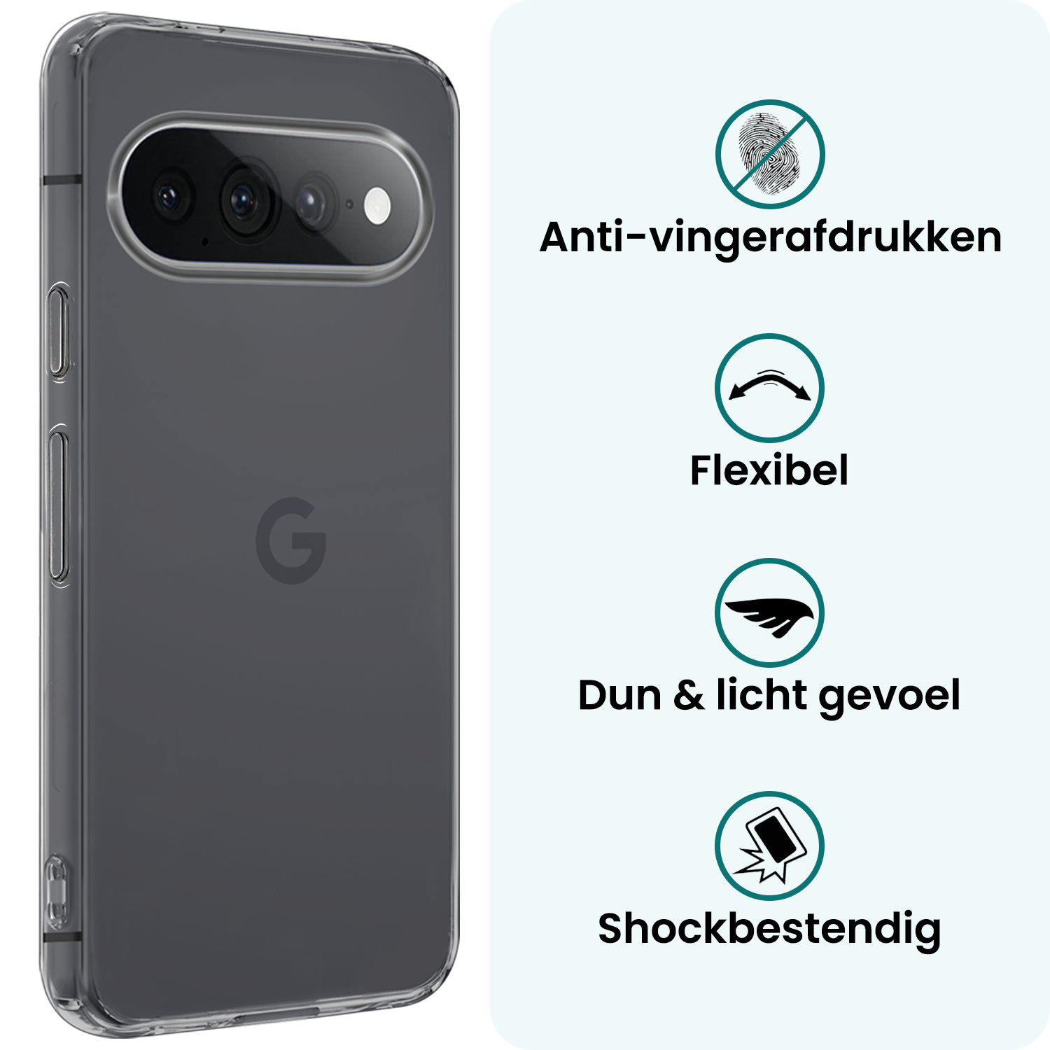 Forterra Forterra Google Pixel 11 Pro XL Hoesje Siliconen Met Screenprotector - Transparant