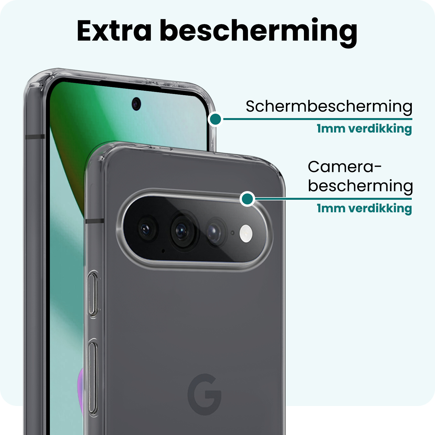 Forterra Forterra Google Pixel 11 Pro XL Hoesje Siliconen Met Screenprotector - Transparant