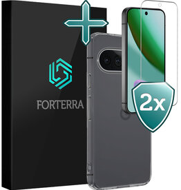 Forterra Forterra Google Pixel 11 Pro XL Hoesje Siliconen Met 2x Screenprotector - Transparant