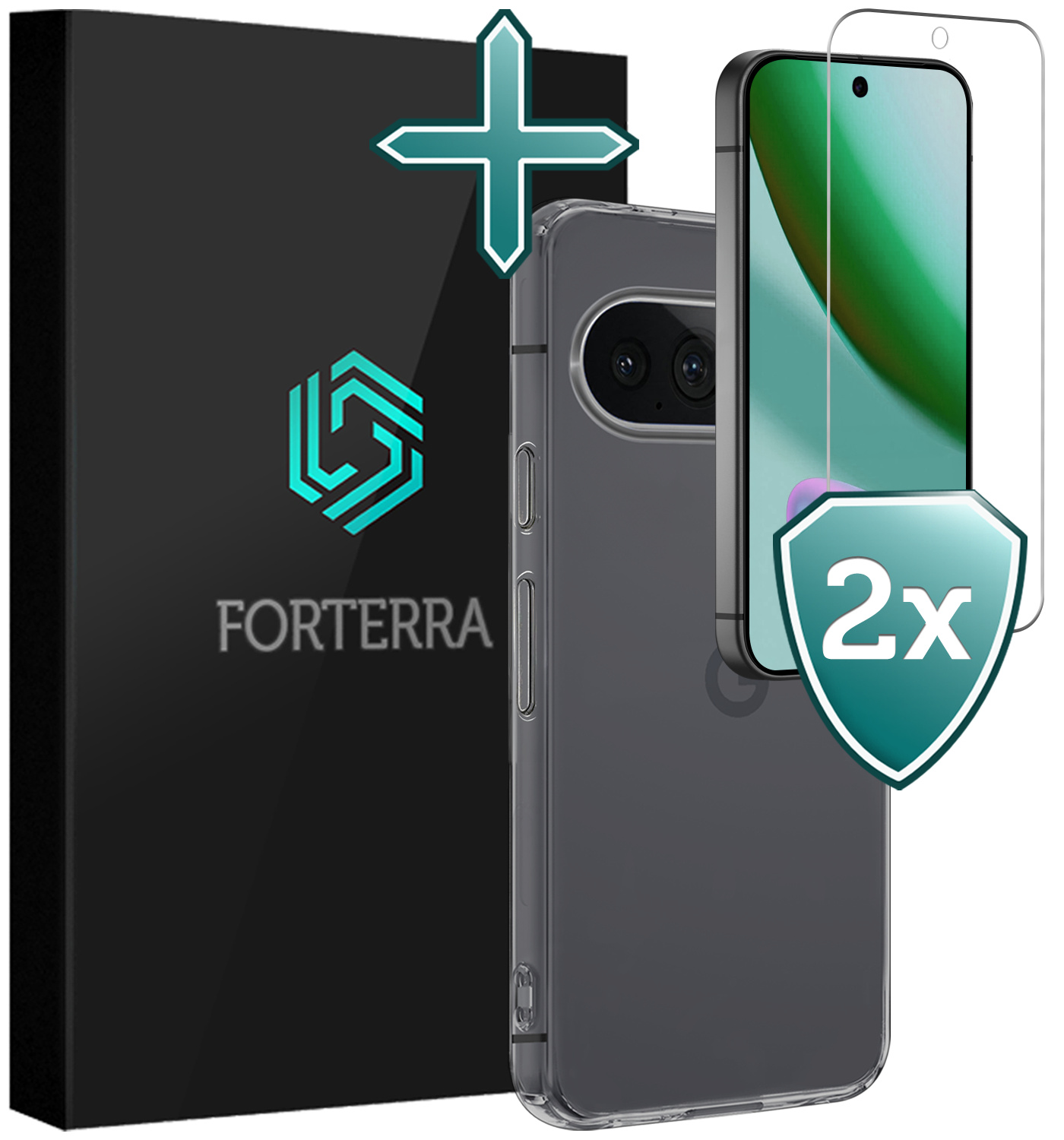Forterra Forterra Google Pixel 11 Pro XL Hoesje Siliconen Met 2x Screenprotector - Transparant