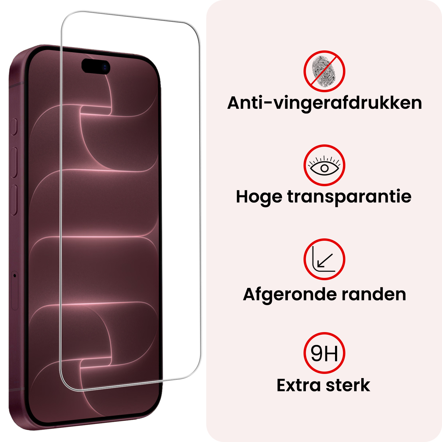 NoXx NoXx iPhone 18 Pro Screenprotector Glas Met Dichte Notch - 2 PACK