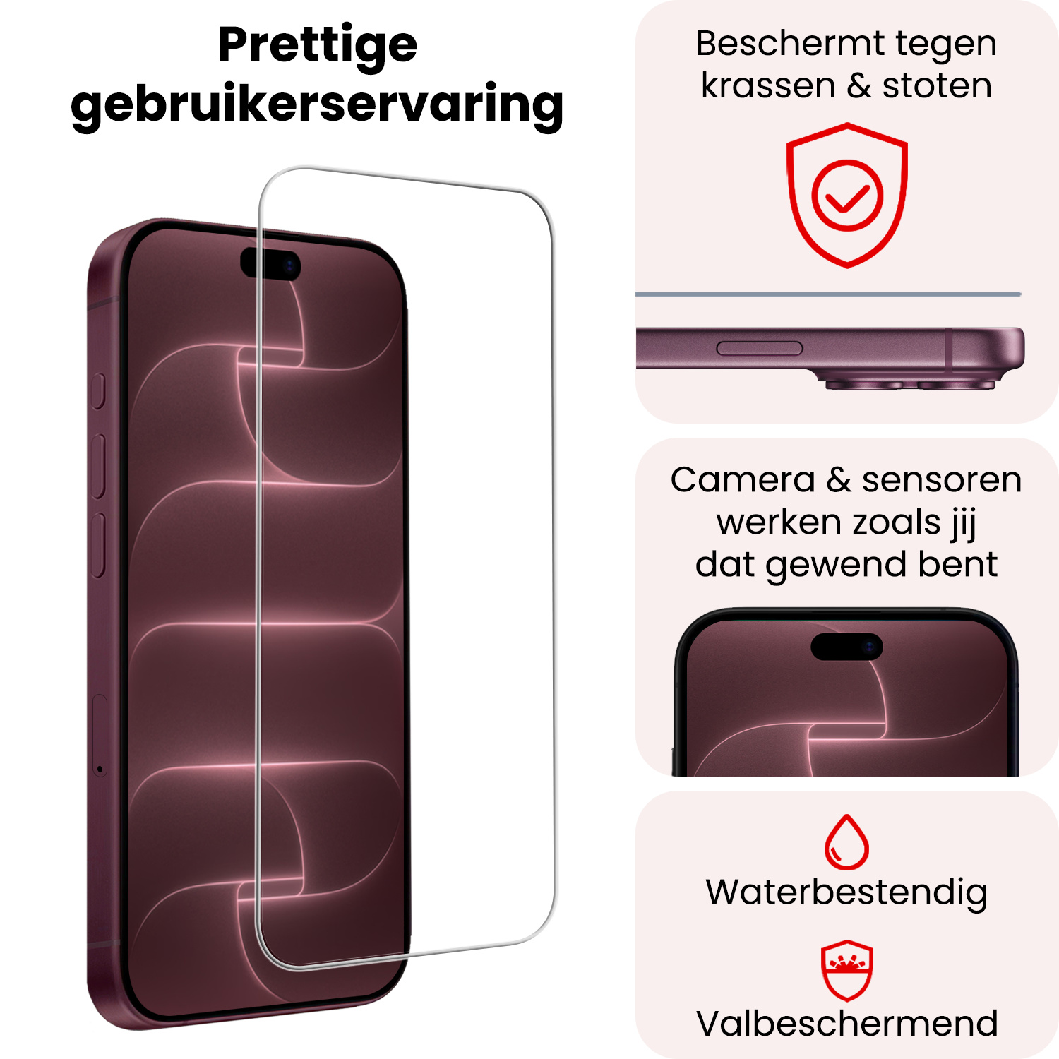NoXx NoXx iPhone 18 Pro Screenprotector Glas Met Dichte Notch - 3 PACK