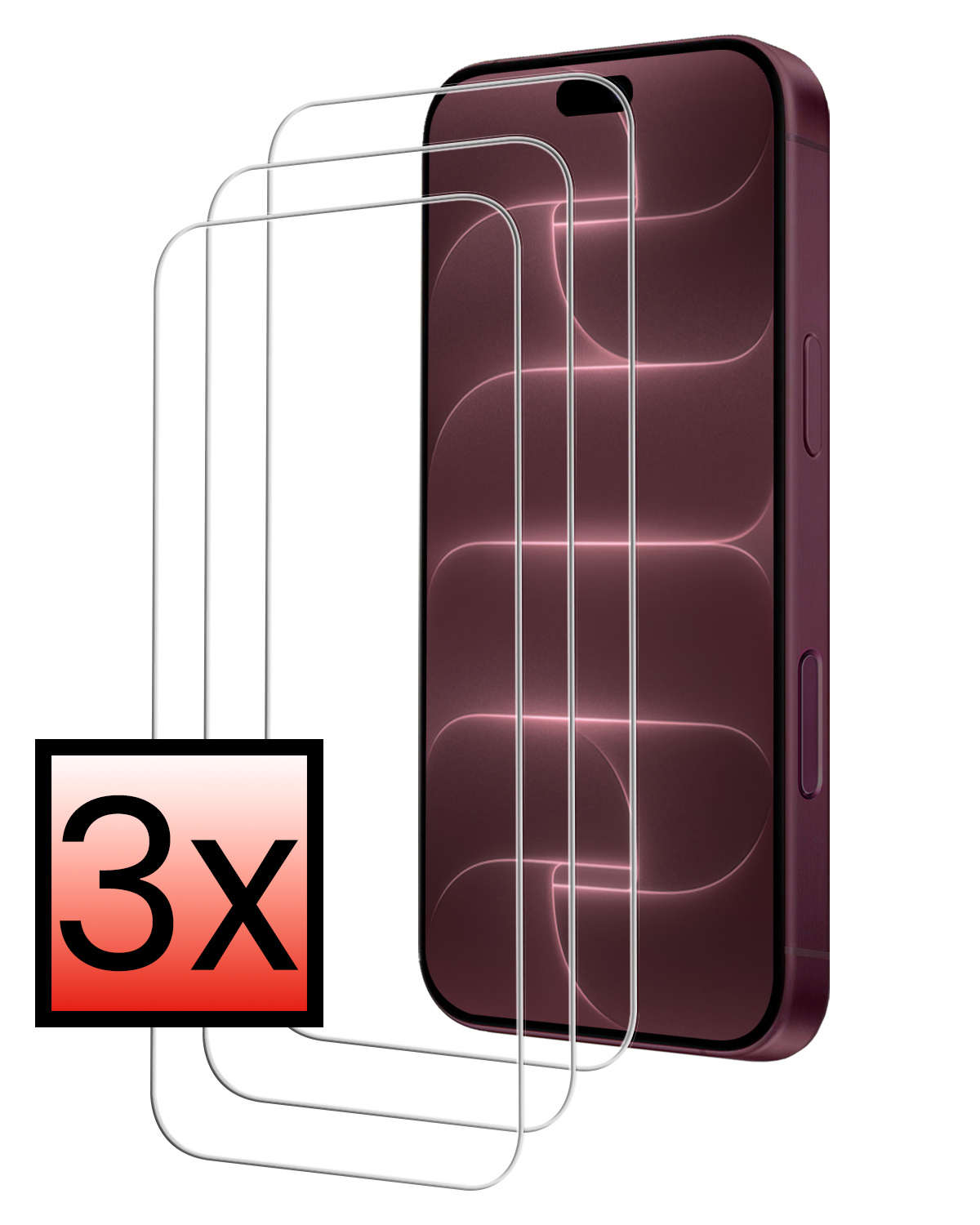 NoXx NoXx iPhone 18 Pro Max Screenprotector Glas Met Dichte Notch - 3 PACK