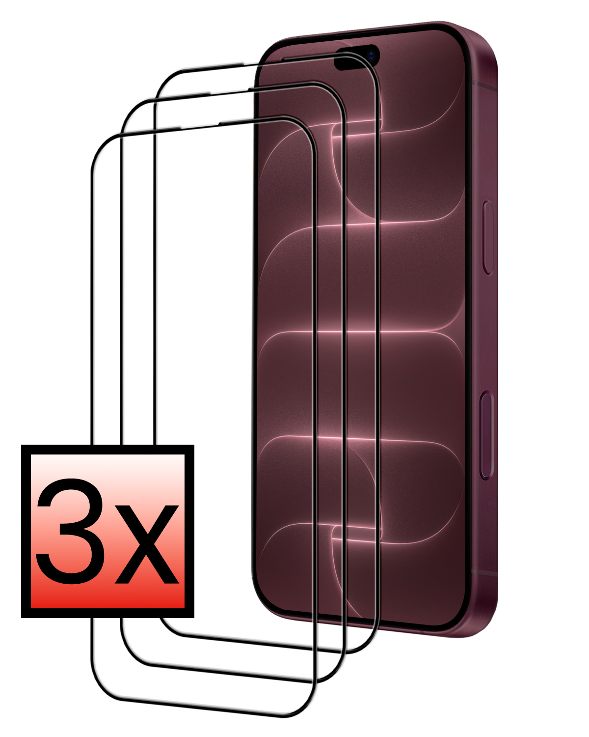 NoXx NoXx iPhone 18 Pro Screenprotector Glas Full Cover 2D - 3 PACK