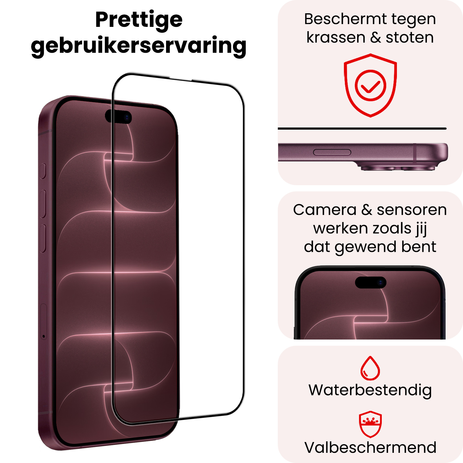 NoXx NoXx iPhone 18 Pro Screenprotector Glas Full Cover 2D - 3 PACK