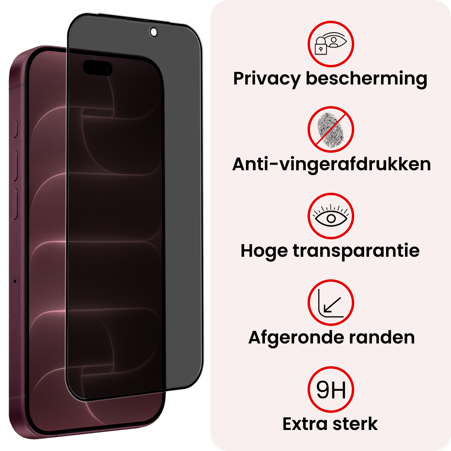 NoXx NoXx iPhone 18 Pro Screenprotector Glas Privacy - 3 PACK