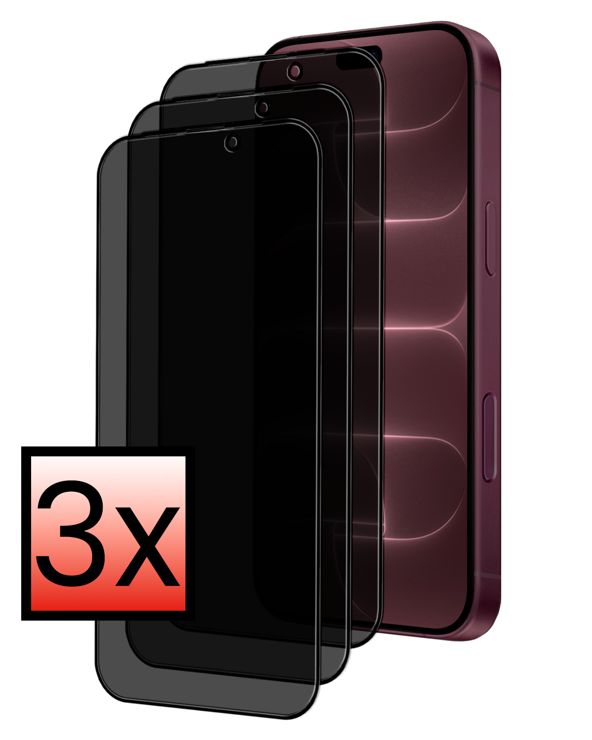 NoXx NoXx iPhone 18 Pro Max Screenprotector Glas Privacy - 3 PACK