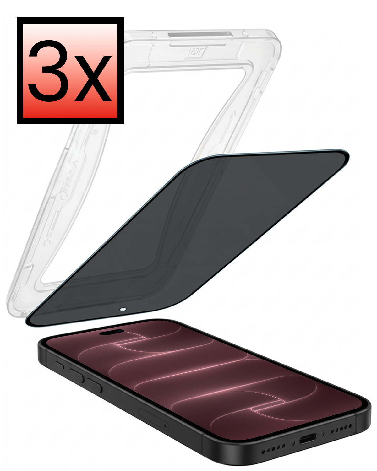 NoXx NoXx iPhone 18 Pro Max Hybrid Privacy Screenprotector - 3 PACK