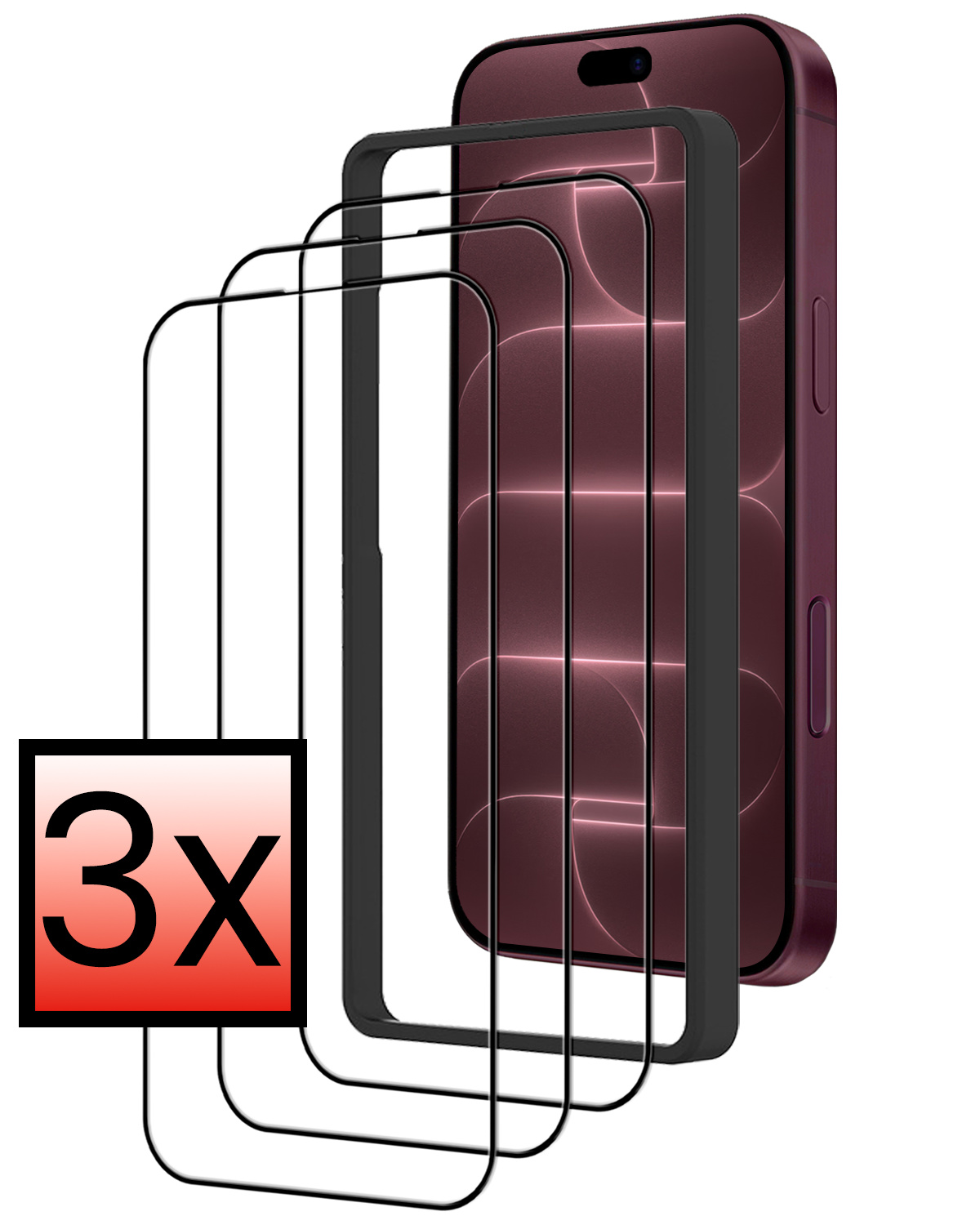 NoXx NoXx iPhone 18 Pro Screenprotector Met Installieframe - 3 PACK