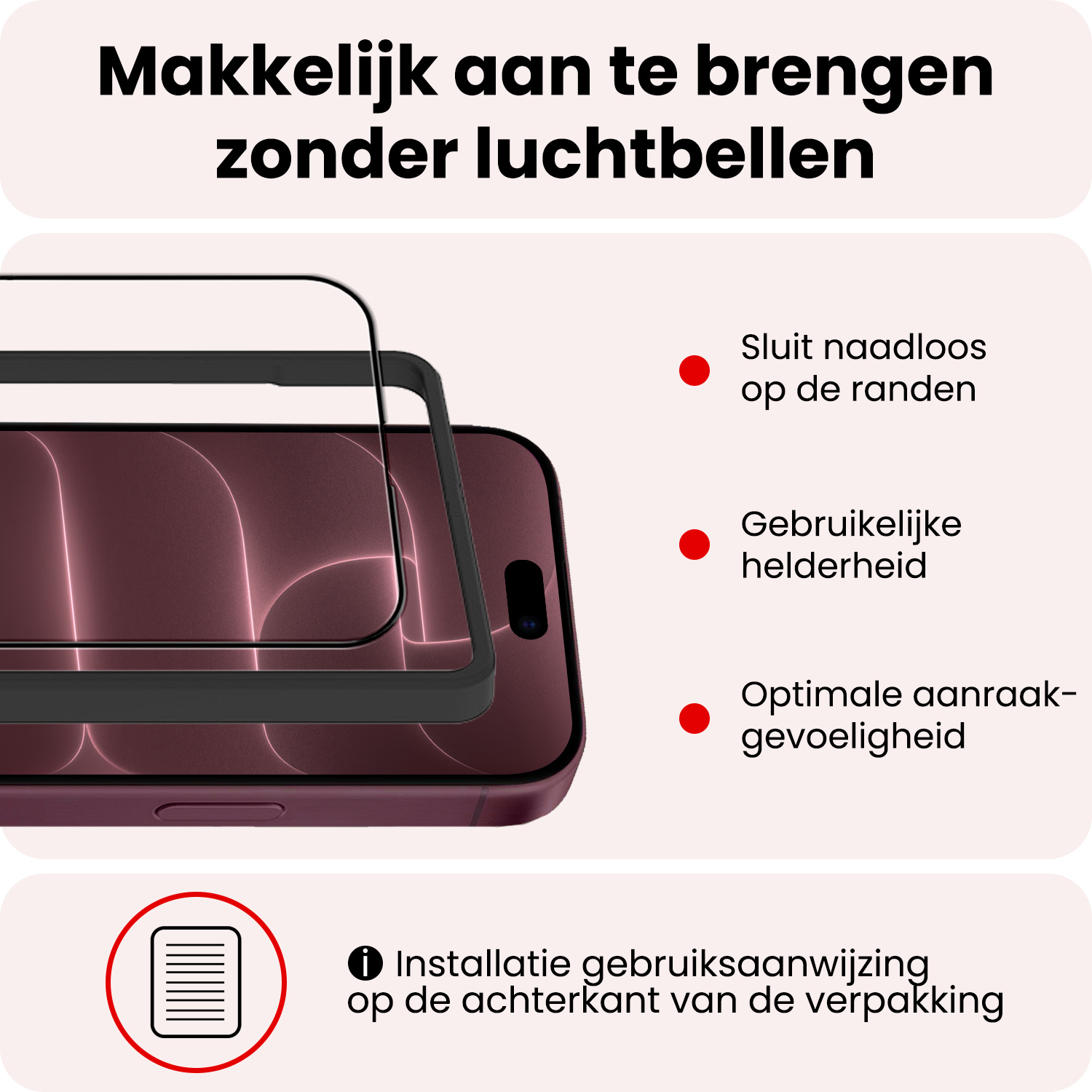 NoXx NoXx iPhone 18 Pro Max Screenprotector Met Installieframe - 3 PACK