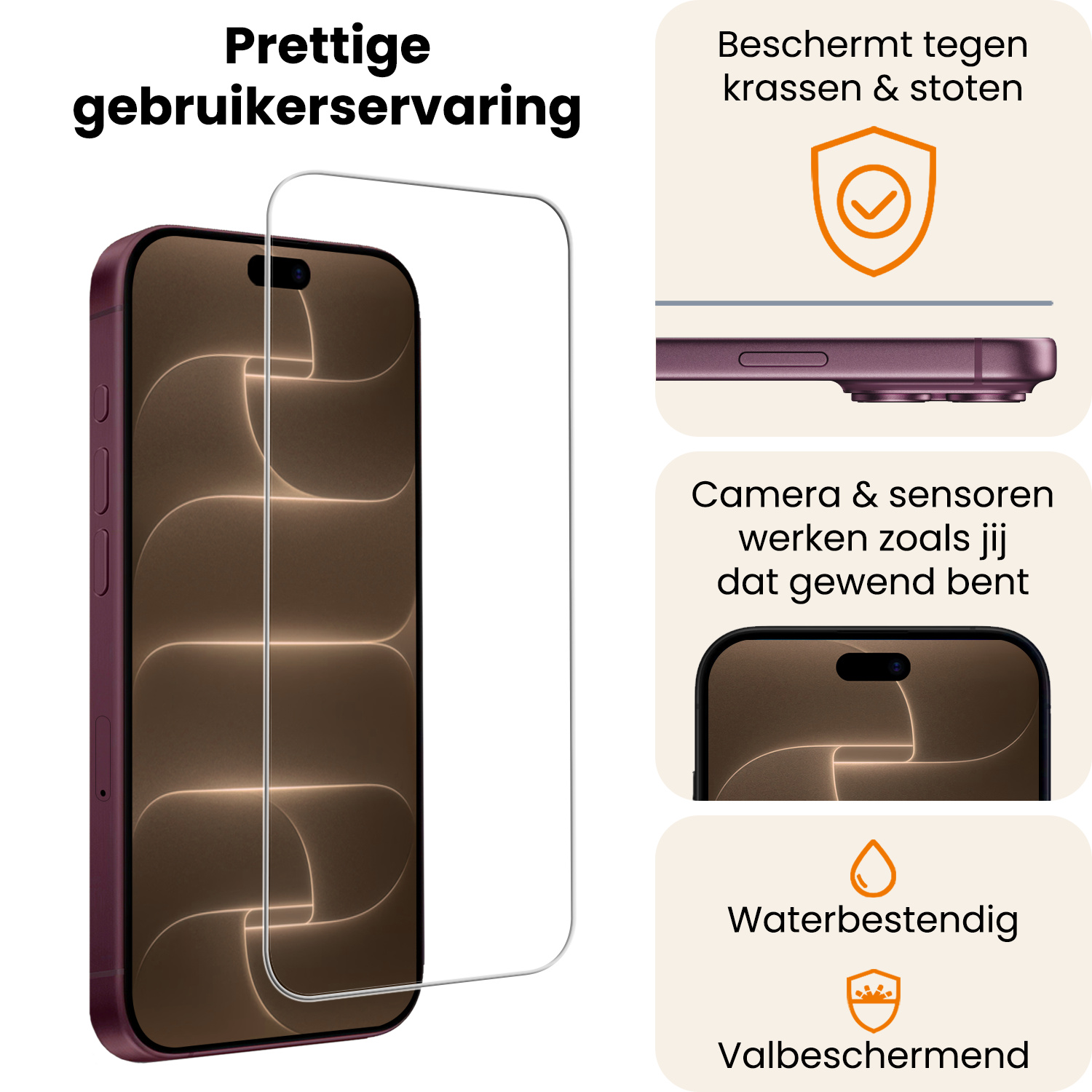 Nomfy Nomfy iPhone 18 Pro Screenprotector Glas Met Dichte Notch - 3 PACK