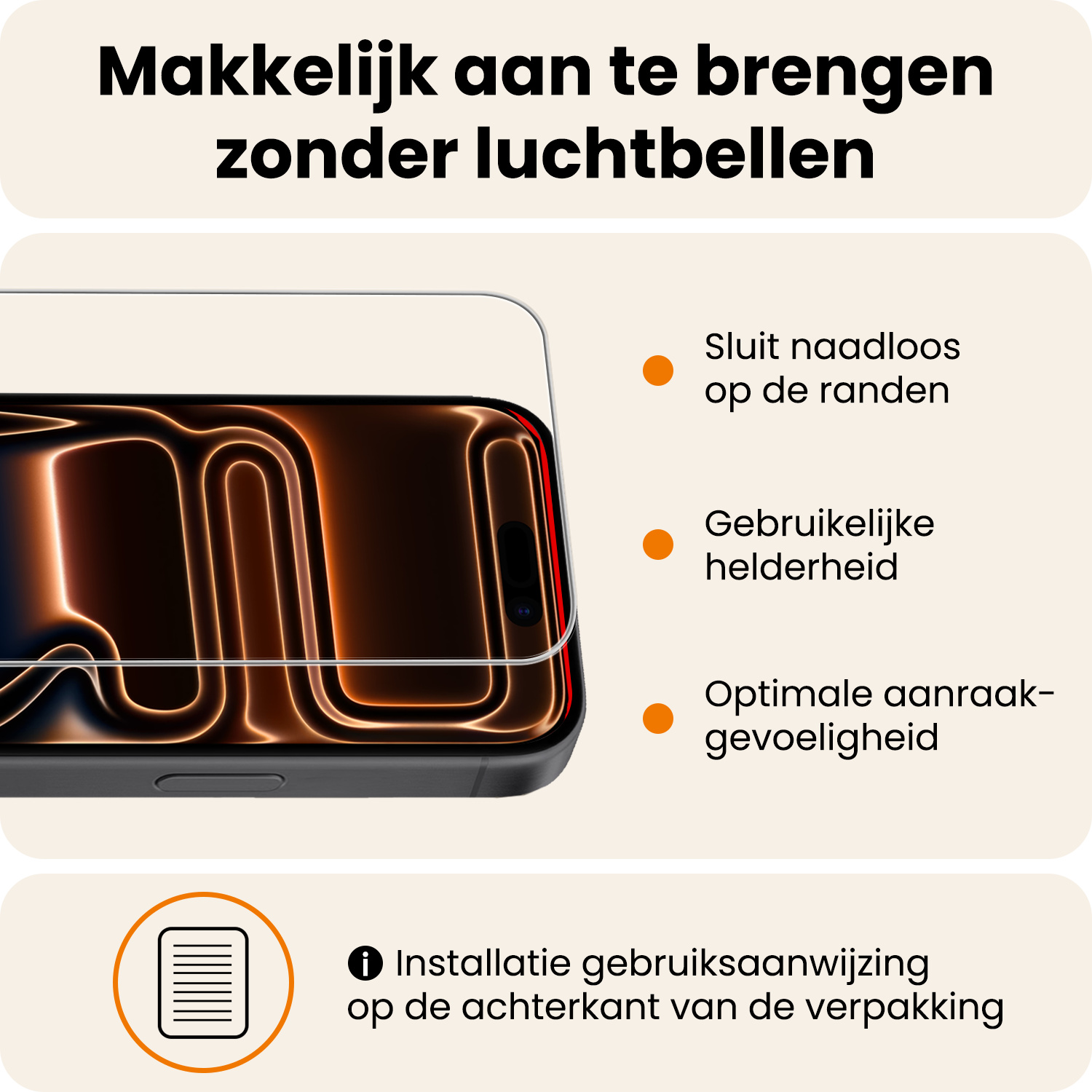 Nomfy Nomfy iPhone 18 Pro Max Screenprotector Glas Met Dichte Notch - 2 PACK