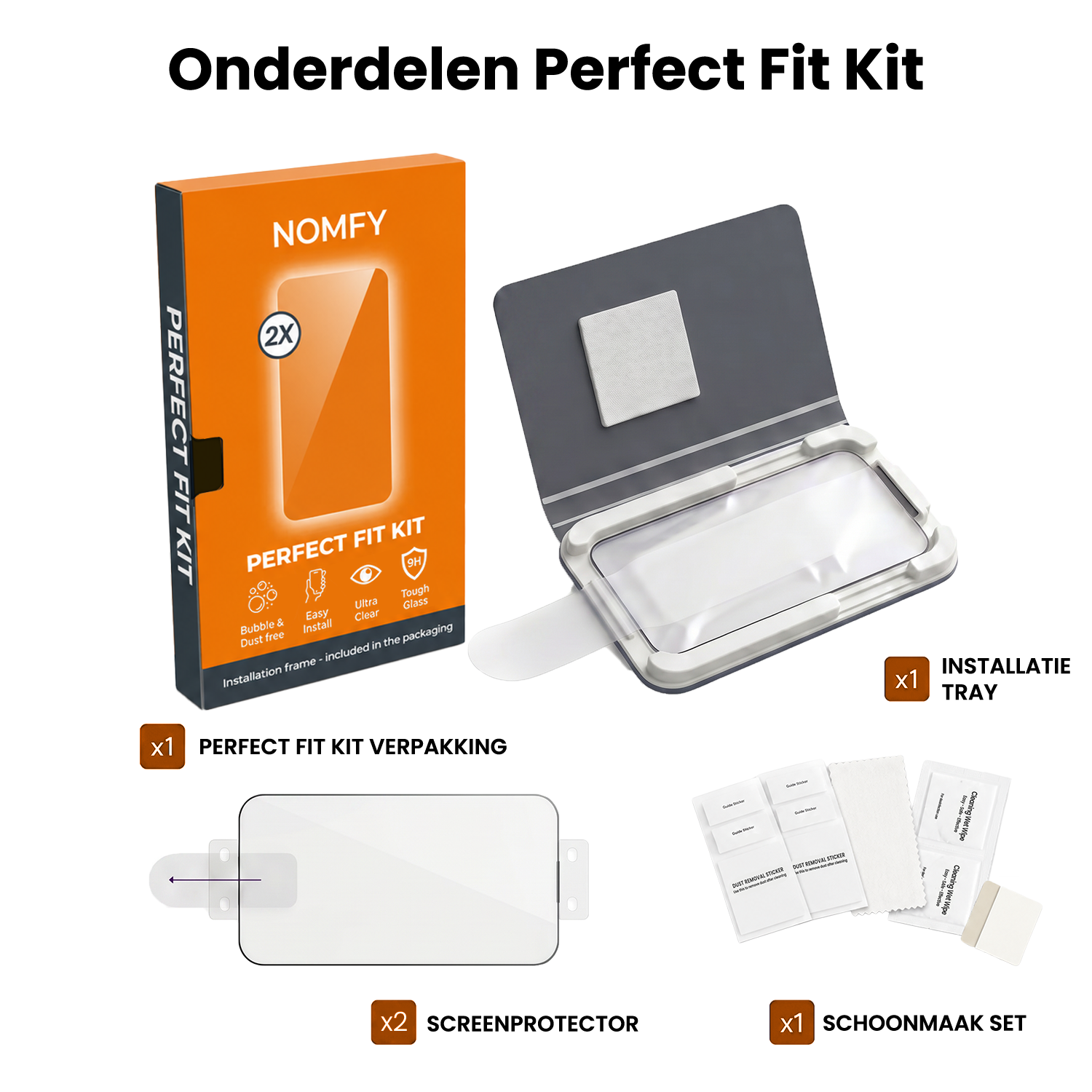 Nomfy Nomfy iPhone 18 Pro Screenprotector Perfect Fit Kit - 2 PACK
