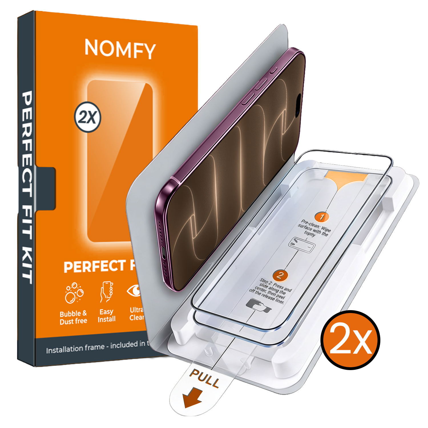 Nomfy Nomfy iPhone 18 Pro Max Screenprotector Perfect Fit Kit - 2 PACK
