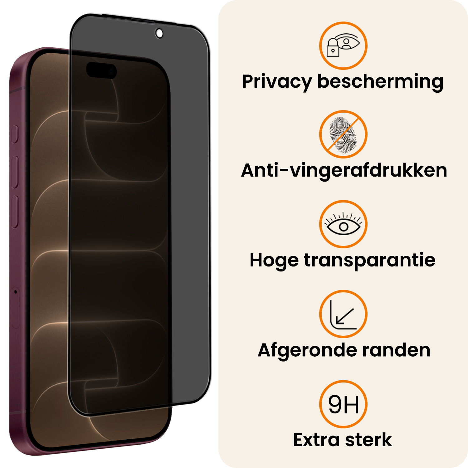 Nomfy Nomfy iPhone 18 Pro Max Screenprotector Glas Privacy - 3 PACK